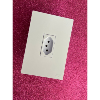 Conjunto Tomada 10a Vertical 4x2 - RECTA BRANCO SATIN FOSCO